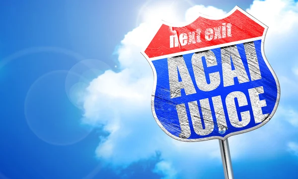 Acai juice, 3D rendering, blue street sign