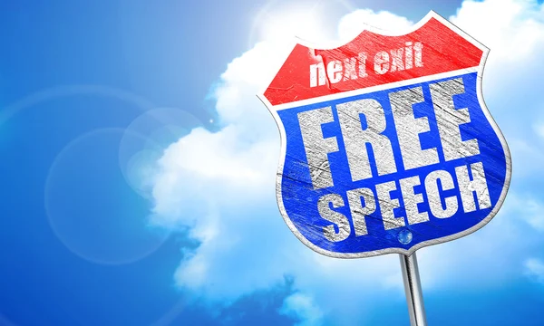 Free speech, 3D rendering, blue street sign