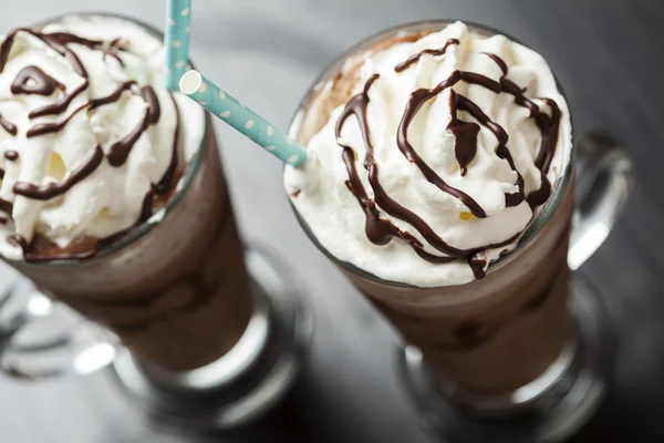 Refreshing iced coffee drink with whipped cream: freddoccino, frappuccino