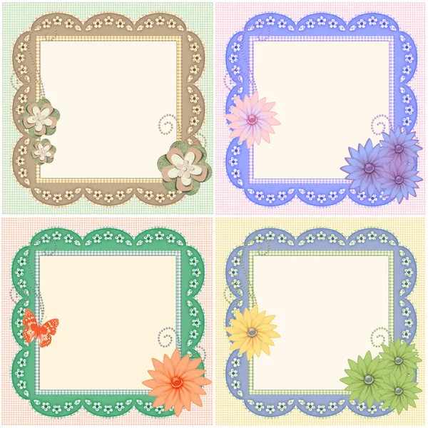 Set multi-coloured frameworks with colors, butterflies, a lacy border.