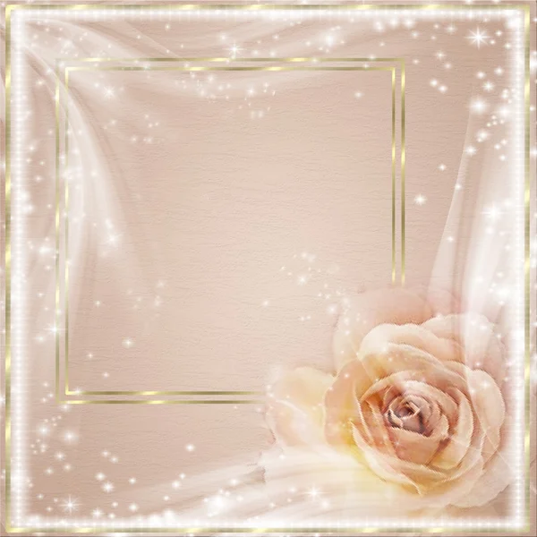 Beautiful beige card with rose.