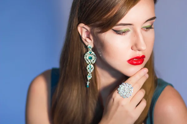 Elegant Posh Woman with Diamond Earrings