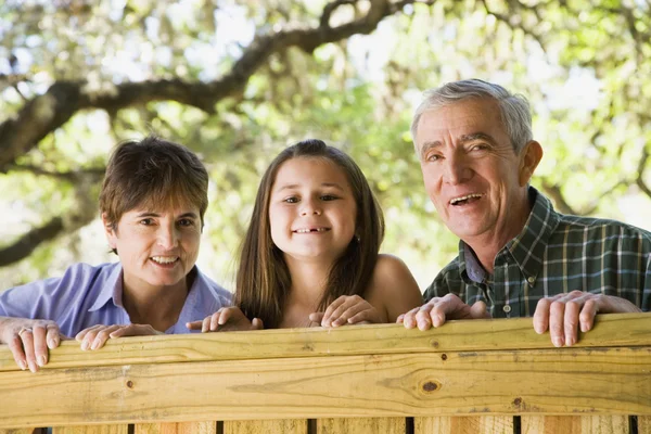 西班牙裔美国人家庭户外微笑 - 图库照片bst20