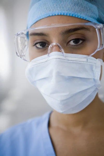 Female doctor wearing surgical mask