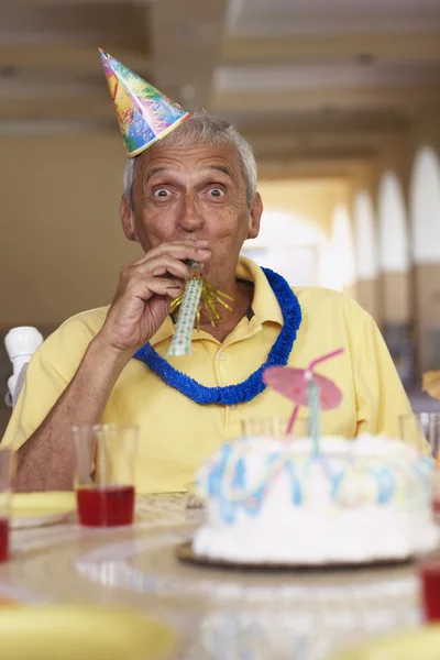 Senior man celebrating birthday