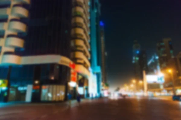 Night street view of Dubai, UAE.