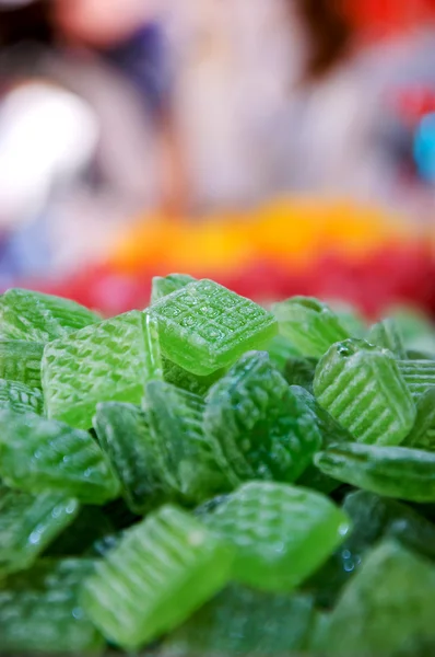 Square mint candies at Christmas food market