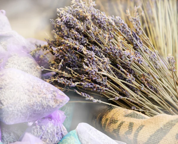 Dried lavender for sale in transparent  bags.