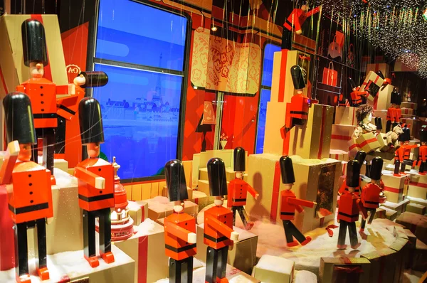 Christmas decoration in windows of store