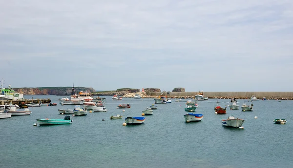 SAGRES, PORTUGAL - MAY 3, 2015: Fishing boats in the port of Sagres in Algarve region. Fishing tours in the area are proposed to the tourists