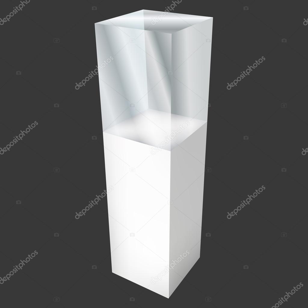 Tomma glas skyltfönster för utställning. 3d vektor — stock vektor ...