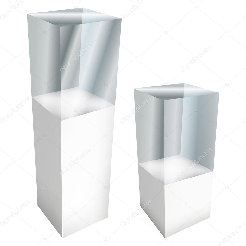 Tomma glas skyltfönster för utställning. 3d vektor — stock vektor ...