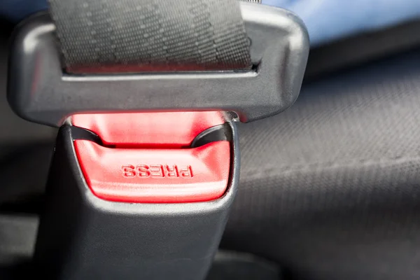 Close-up of the buckle of a seat belt
