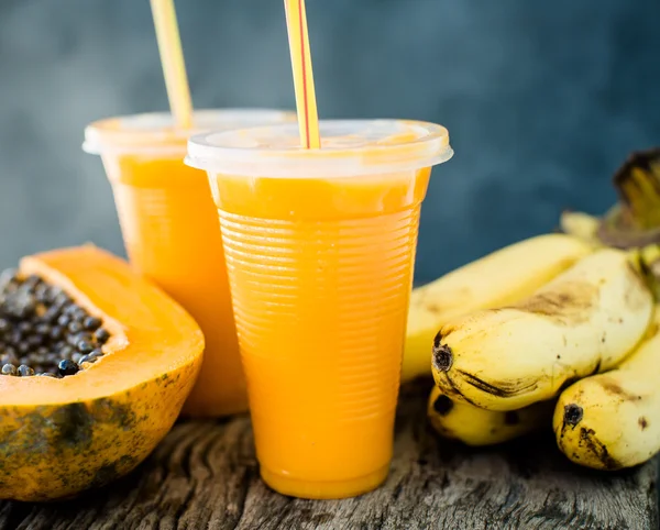 Tropical smoothie with papaya and banana