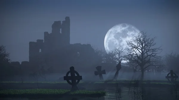 Old cemetery on night