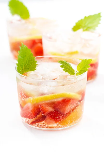 Refreshing lemonade with strawberry and lemon