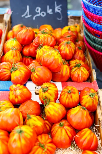 Organic fresh tomatoes from mediterranean farmers market in Prov