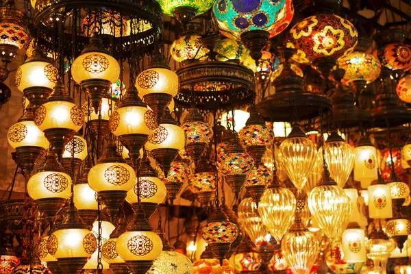 Oriental turkish lanterns at Istanbul market, Turkey