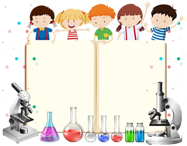 Children and science equipments