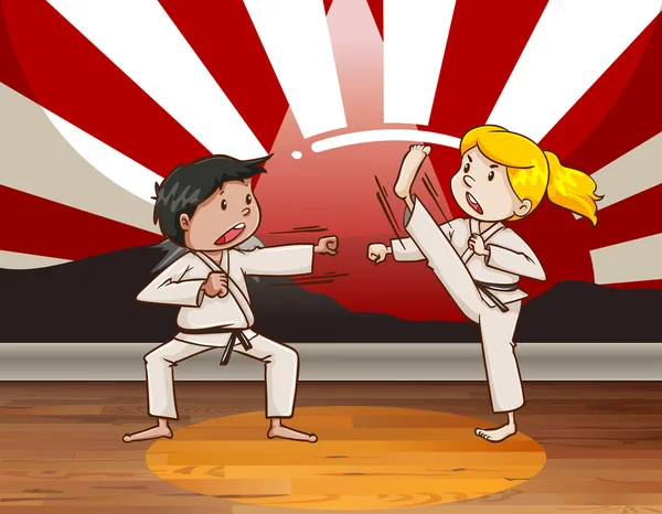 Children fighting martial arts