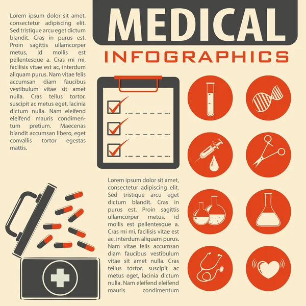 Medical infographic with text and symbols