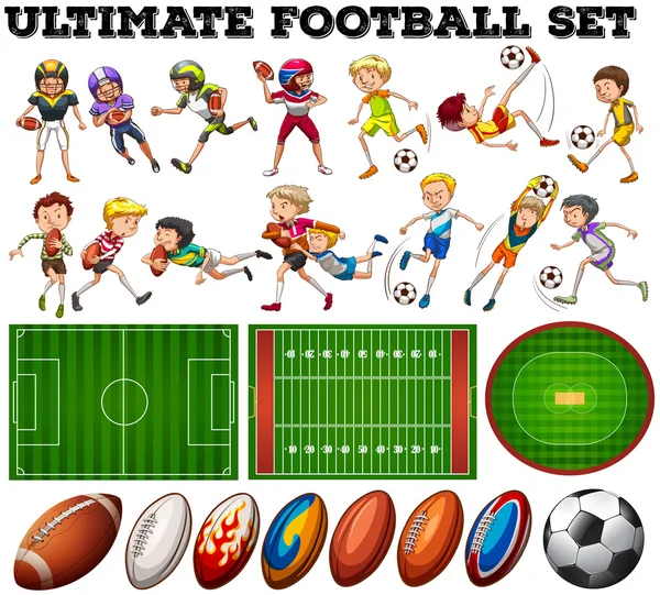 Football theme with players and ball