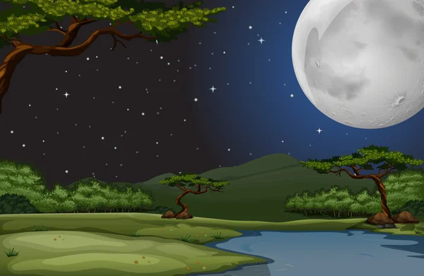 Nature scene on fullmoon night