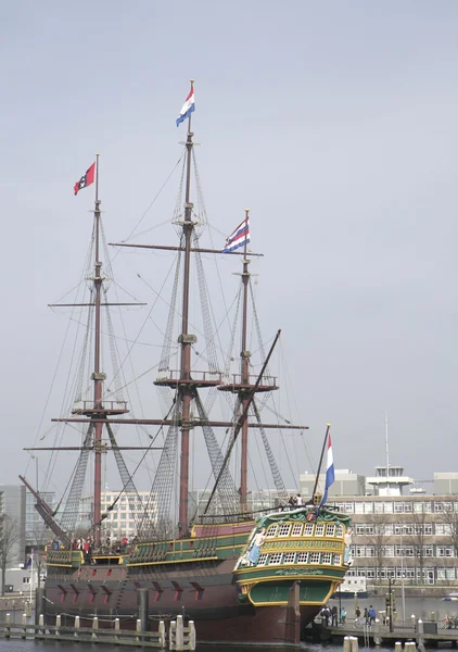 Tourists visiting Tall Ship Amsterdam at Amsterdam Port.