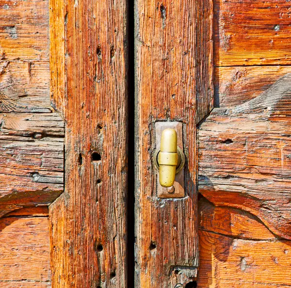 Europe old in  italy  antique close brown door and rusty lock  c