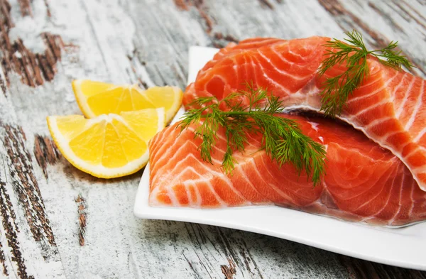 Portions of fresh salmon fillet