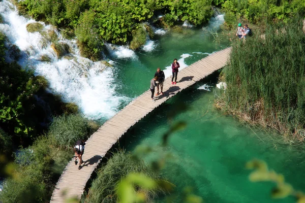 Beautiful landscapes waterfall, rock walls, stunning nature views in National park Plitvice lakes - Plitvička jezera
