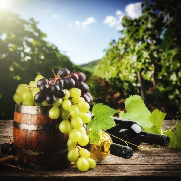 Bottles of with fresh grape