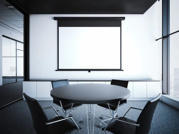 Modern office interior with projector screen. 3d rendering