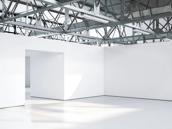 Bright empty gallery interior. 3d rendering