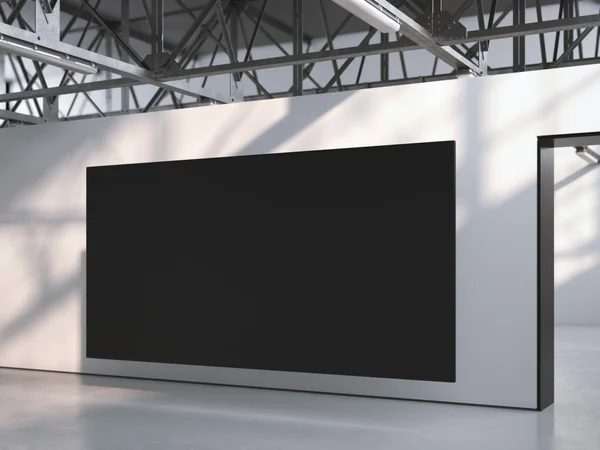 Black canvas in modern gallery interior. 3d rendering