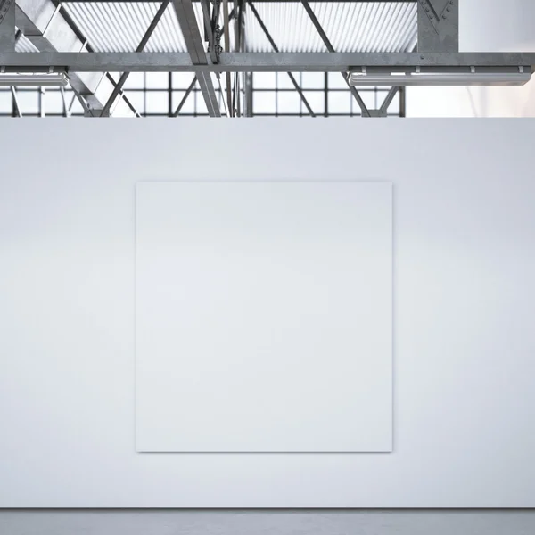 White square canvas on the wall. 3d rendering