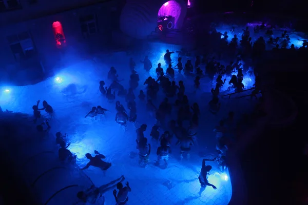Night party in thermal bath