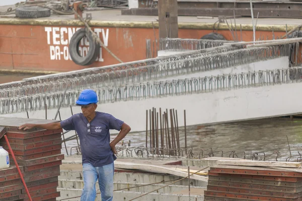 Old Man Construction Worker Resting in Guayaquil Ecuador