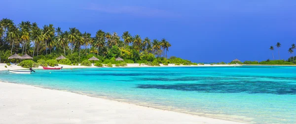 Panorama of tropical beach in Maldives islands