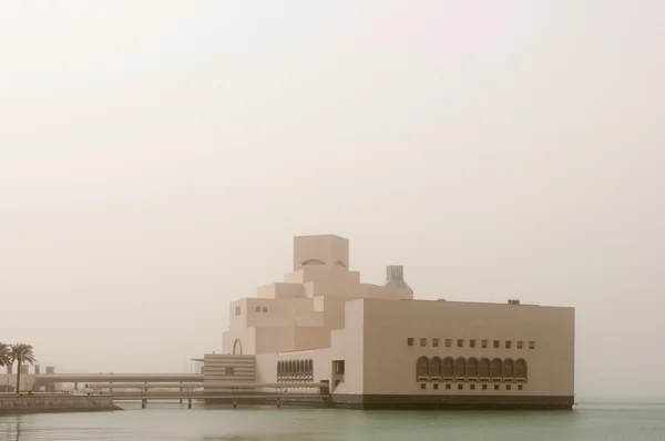 Museum of Islamic Art (MIA) in a sandstorm, Doha, Qatar