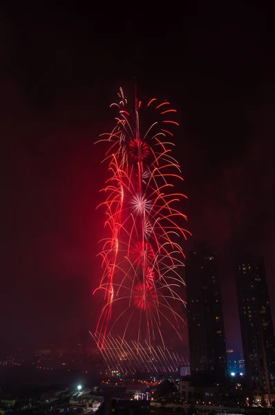 Fireworks Dubai downtown and Burj Khalifa