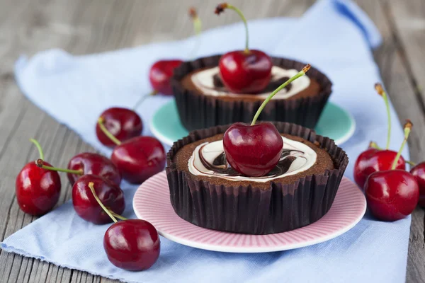 Chocolate dessert with cherries