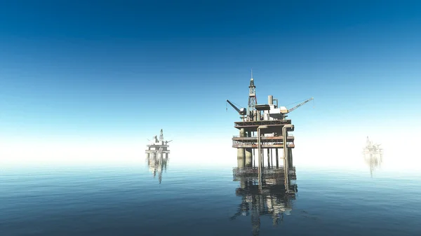 Oil drill rig platform on the sea