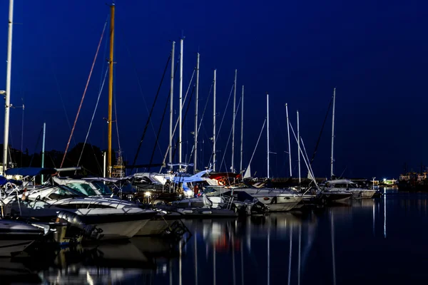 Night sea yacht dock