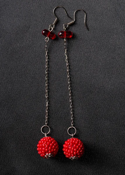 Red coral beads earrings