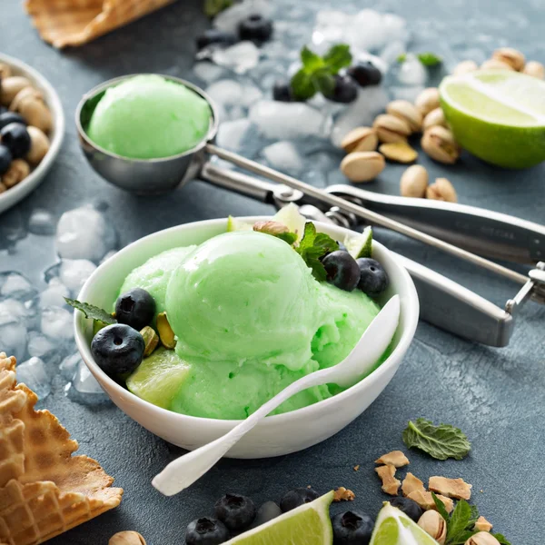 Green refreshing lime pistachio  ice cream