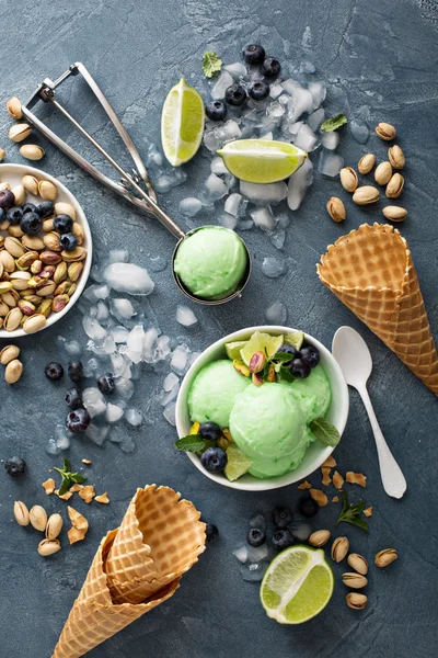 Green refreshing lime pistachio  ice cream