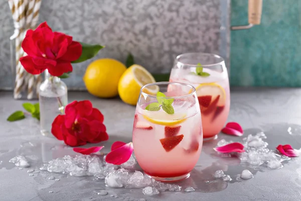 Strawberry lemonade with rose water