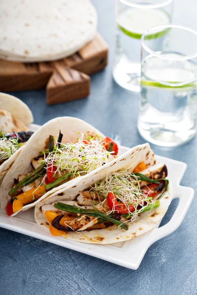 Vegan tacos with grilled tofu and vegetables