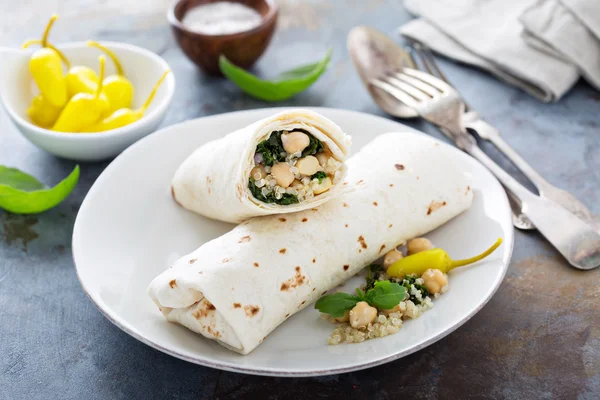 Vegan breakfast burritos with kale and chickpeas